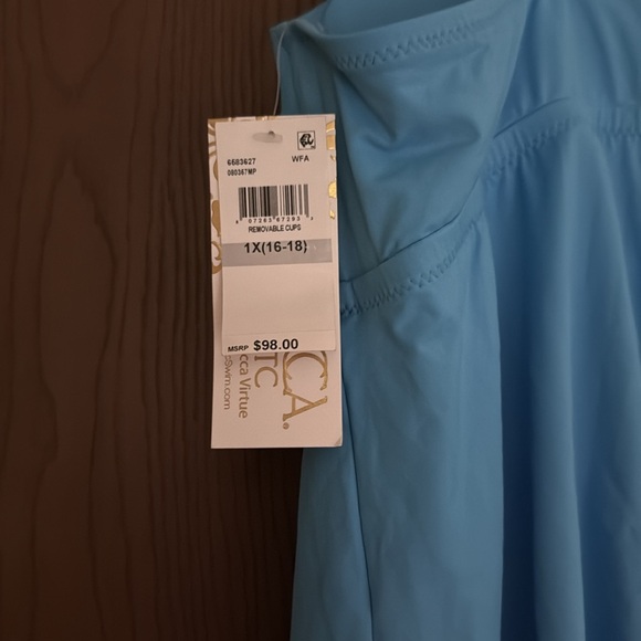 BECCA by Rebecca Virtue tankini top in size 1X or 16-18 - Picture 3 of 8